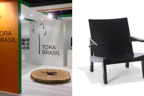 Estande Tora Brasil e Poltrona Biguá (Butzke), do designer Carlos Motta